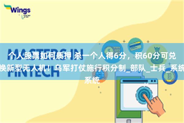 个人股票如何质押 杀一个人得6分，积60分可兑换新型无人机！乌军打仗施行积分制_部队_士兵_系统